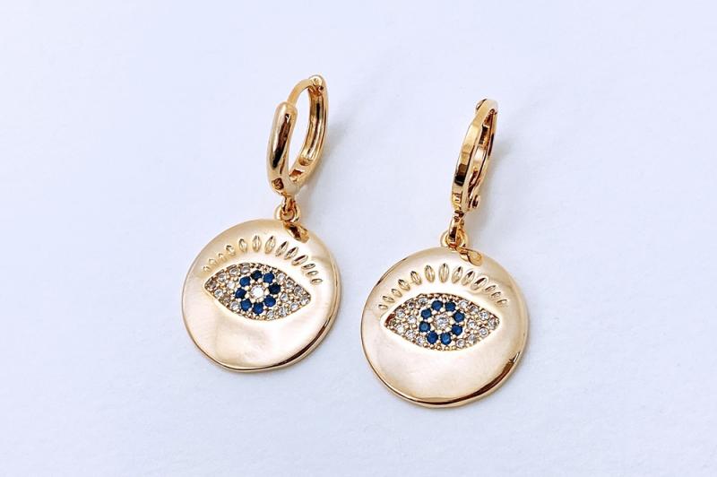 Daily Point Glossy Brass Cubic Earrings [